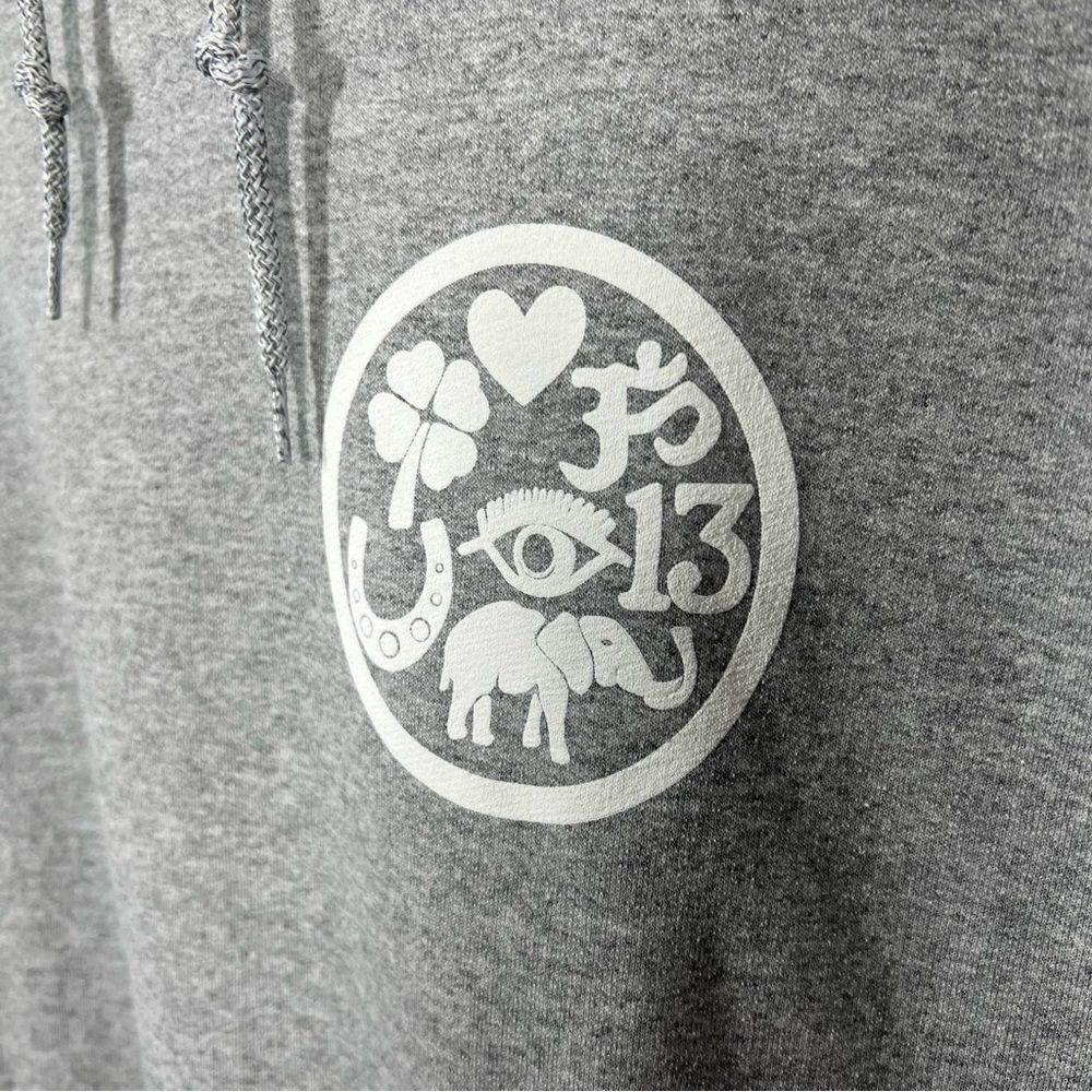 Jennifer Meyer Women's Size Large Grey White Good Luck Charm Hoodie Sweatshirt - Picture 10 of 16